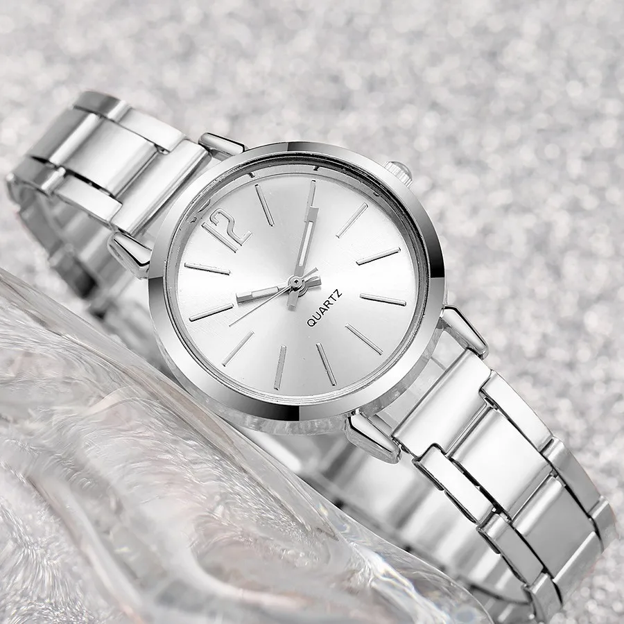 2 STUKS Set Mode Luxe Dameshorloge Goud Fijne Band Dameshorloge Voor Armband Montre Femme Vrouwelijke Polshorloge Vrouwen Klok