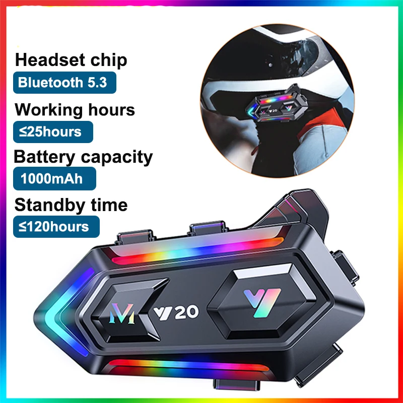 Y20 bluetooth capacete da motocicleta fone de ouvido sem fio motobike handsfree estéreo alto-falante redução ruído