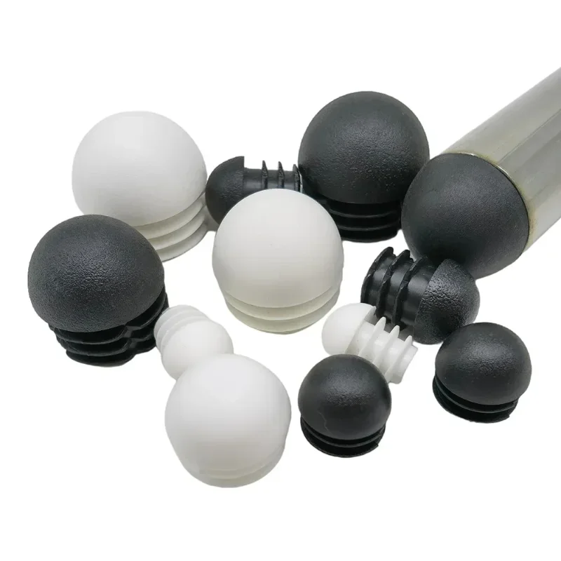 Piedini per sedie rotondi in plastica bombata nera/bianca inserti per tubi a tubo tappi terminali per tranciatura 16/20/28/30/35/38/40/42/45/48/50mm 2/4/10 pz
