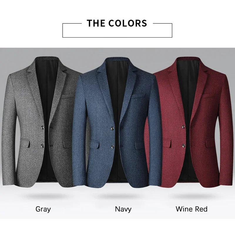 BROWON-Veste d'affaires décontractée pour hommes, olympiques à col rabattu, blazer de mariage, document solide, marque, printemps, automne, 2025