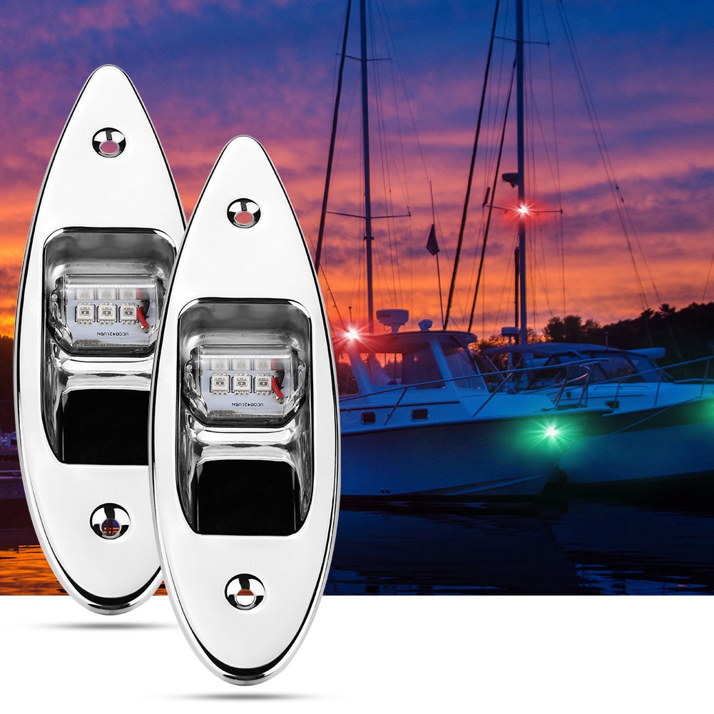 Luz LED lateral para barco, luz de navegación impermeable, lámpara de señal resistente a la corrosión para yate, barco marino, 12V, 2 uds.