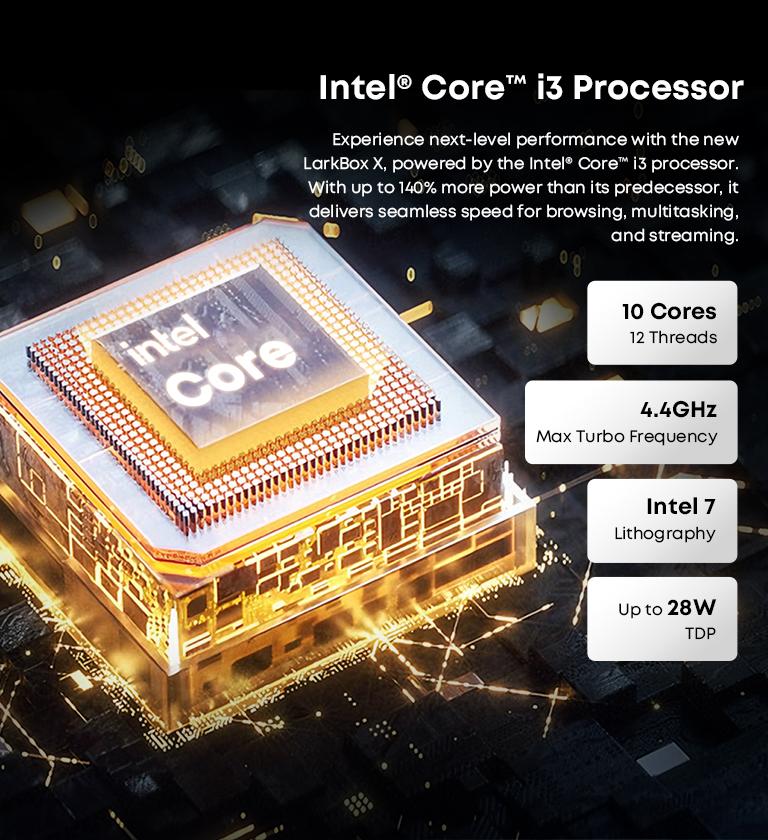 CHUWI LarkBox X Mini PC Intel Corei3-1220P 8GB RAM 256GB SSD Triple-Screen output Up to 4K Advanced Cooling System Wifi6 Mini PC