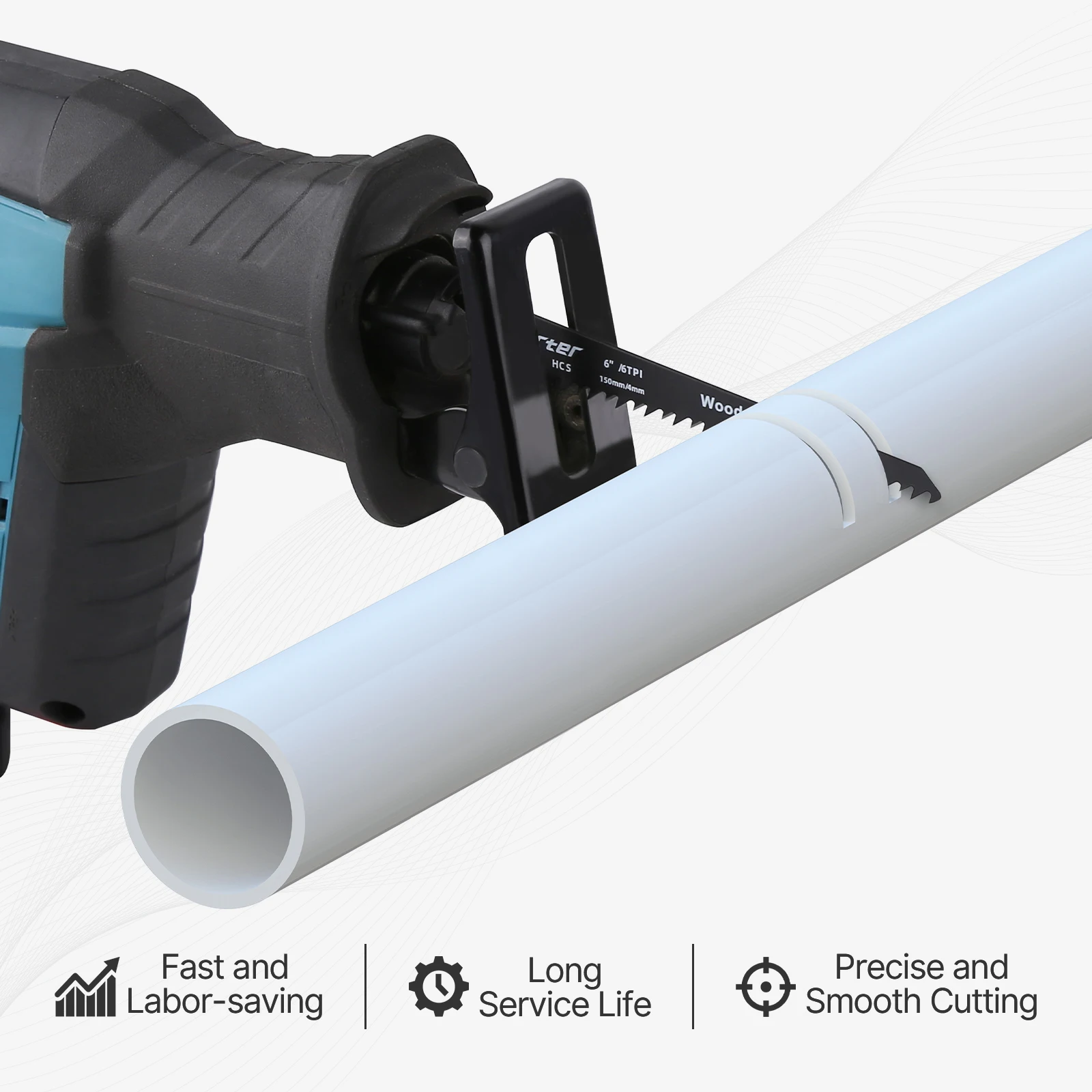 Vearter S644D 5 unids/set hojas de sierra recíproca de 6 pulgadas 6TPI HCS 150mm sable para cortar madera PVC para herramienta de bricolaje Bosch Makita Dewalt