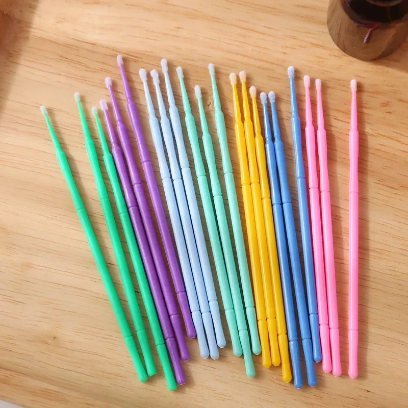 100PCS สําหรับ Eyelash EXTENSION เครื่องมือทิ้ง MicroBrush Eyelashes EXTENSION Lash ถอด Swab Micro แปรง