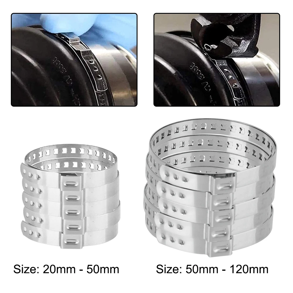 5 peças 20-50/50-120mm fixadores automáticos ajustáveis eixo cv joint boot crimp braçadeira kit eixo de transmissão bola gaiola clipes acessórios do carro