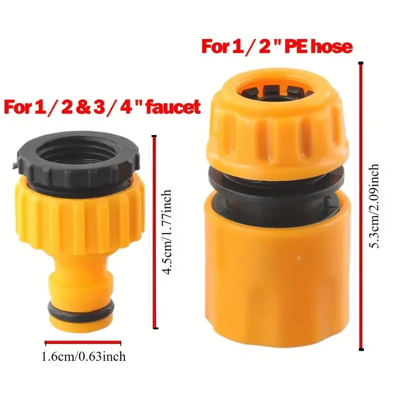 Conector de manguera rápida para jardín, conjunto extensor de adaptador de junta de acoplamiento de manguera macho doble de extremo 1/2 y 3/4 para accesorios de riego de jardín
