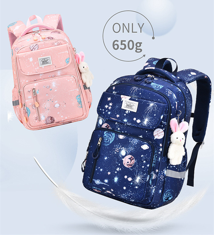 Mochila Escolar Kawaii para Meninas, Bolsa Escolar Primária para Estudantes, Rosa e Roxa Bookbag, Bolsa Escolar Primária, Presente Infantil