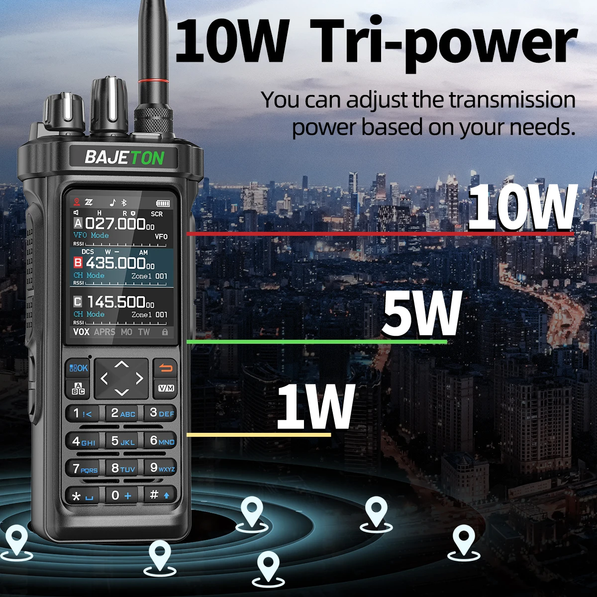 BAJETON BJ-9000 GPS APRS Walkie Talkies 10W CB 27Mhz CB/SSB/HF programación Bluetooth NOAA onda corta para RT-950PRO RT-950 Radio
