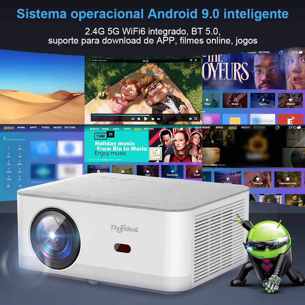 ThundeaL Mini Projetor Portátil TD92 Pro FHD 1080P Full HD Feixe 4K Vídeo WiFi Projetor Android TD92Pro Filme 3D Home Theater