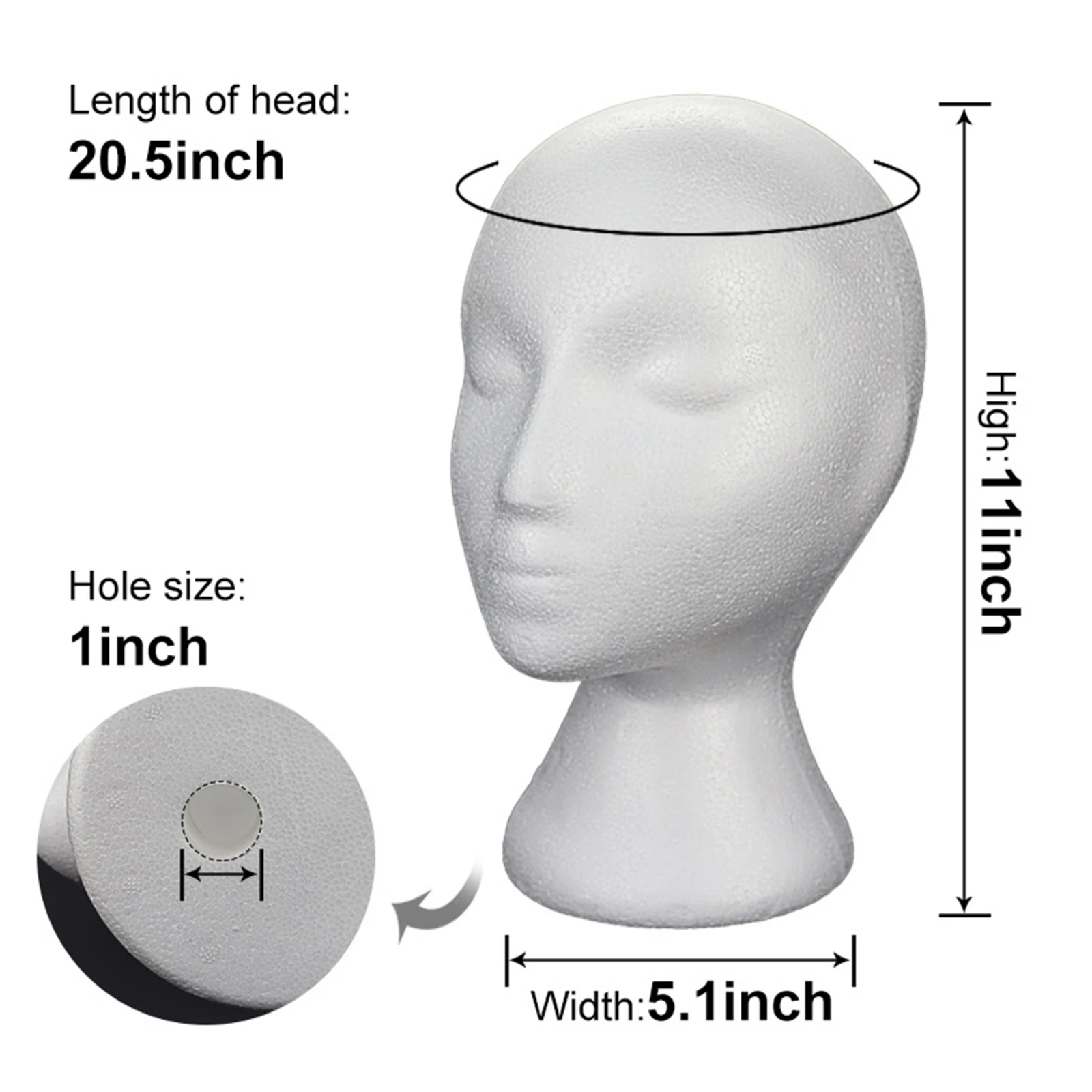 หญิงชาย Mannequin HEAD สีขาวโพลีสไตรีนโฟมโฟมหัวขาตั้งวิกผมหมวกชุดหูฟัง Display Stand Rack