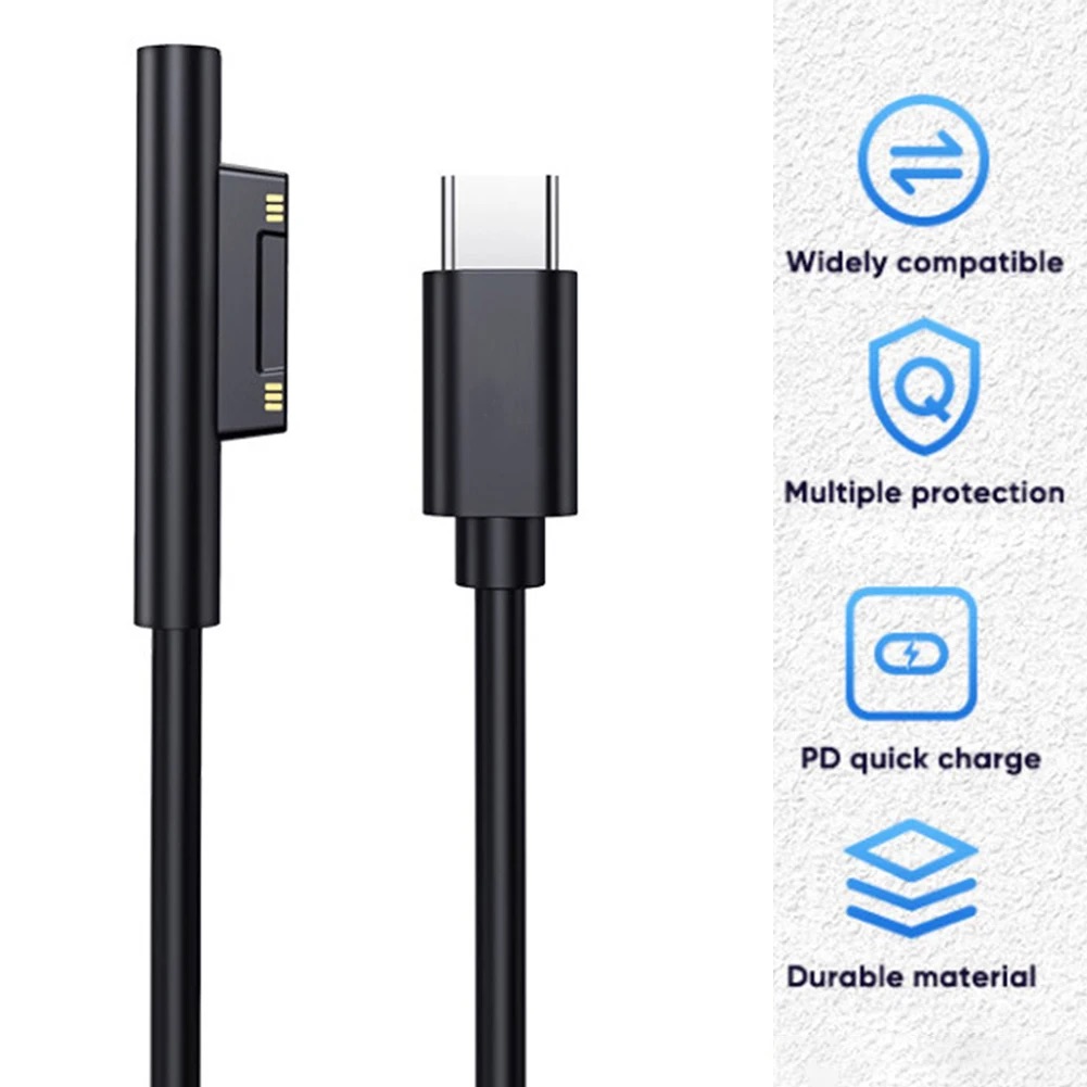 Fuente de alimentación USB tipo C de carga rápida para Microsoft Surface Pro 7 3 4 5 6 15V 3A PD Cable adaptador de cargador de tableta