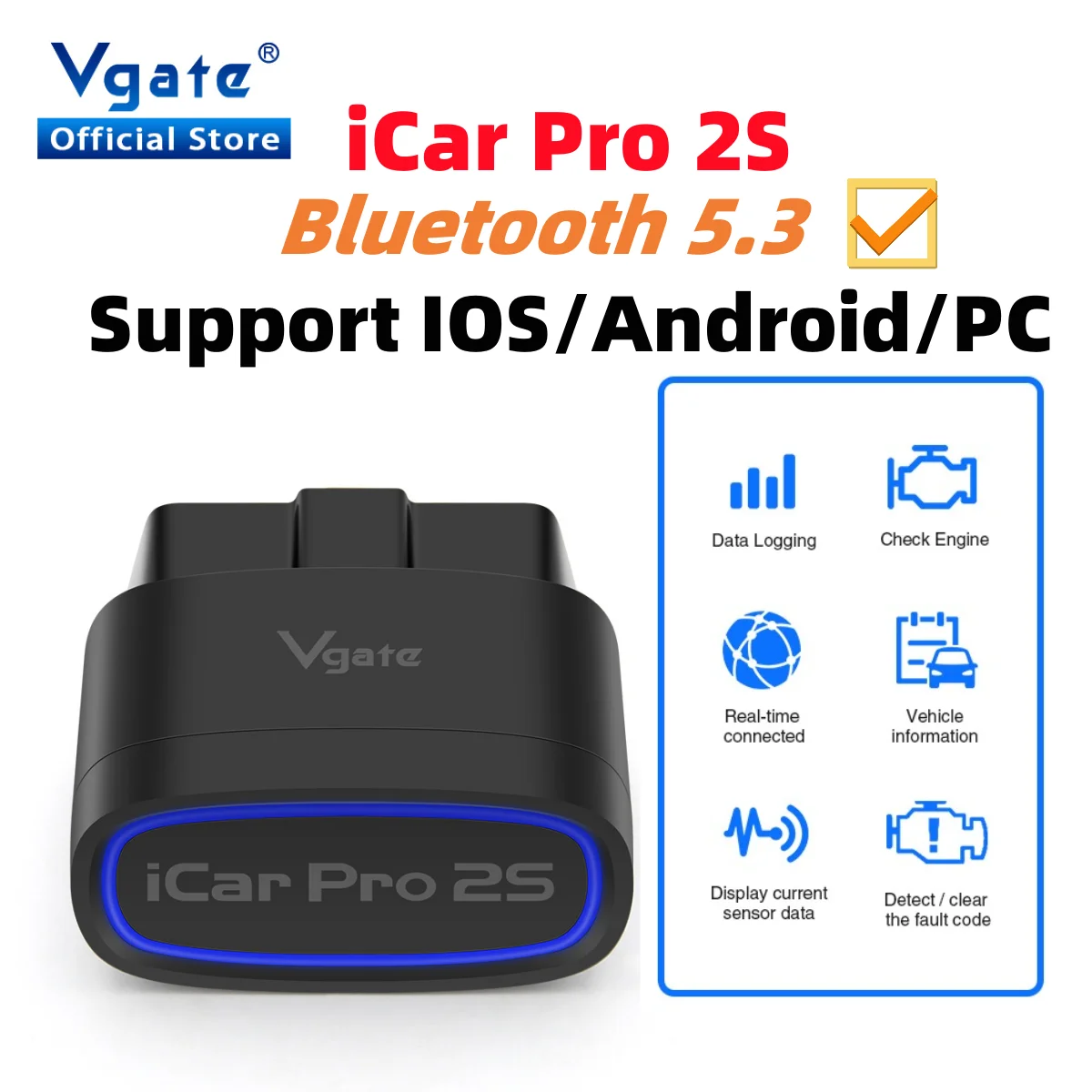 Nieuwe Vgate iCar Pro 2S ELM 327 Bluetooth 5.3 pour Android/IOS/PC OBD2 outil de Diagnostic de voiture orme 327 mis niveau OBD