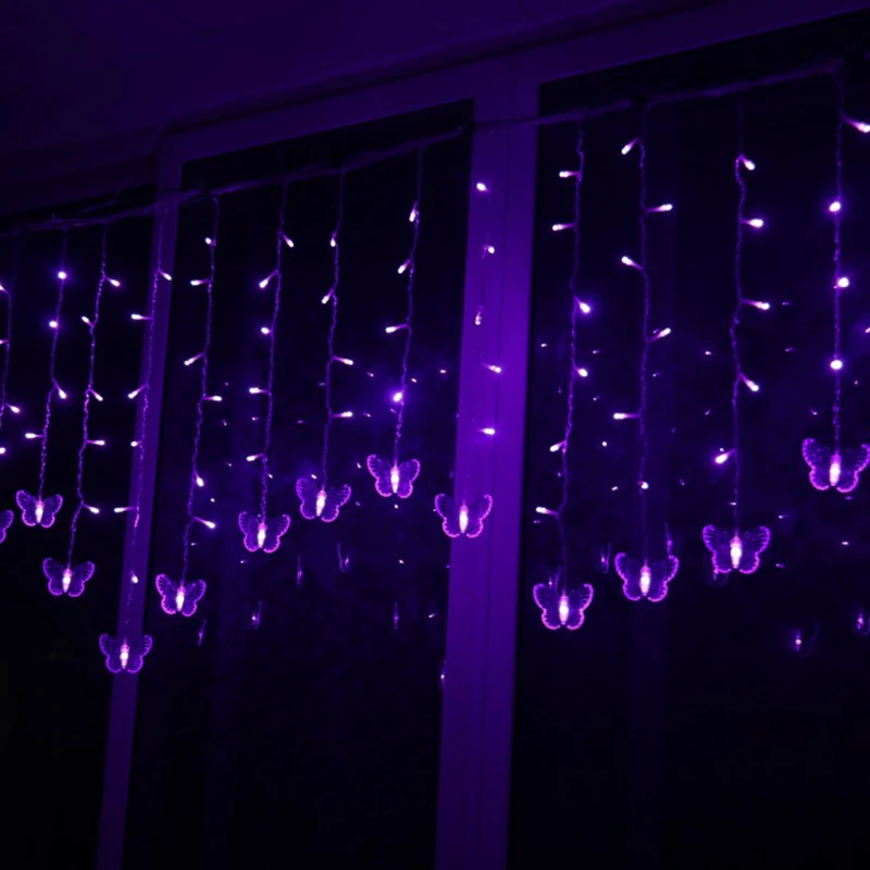 สีชมพูสีม่วง LED Butterfly Garland Fairy ไฟ String สำหรับห้องนั่งเล่นตกแต่งบ้านตกแต่งห้องนอน