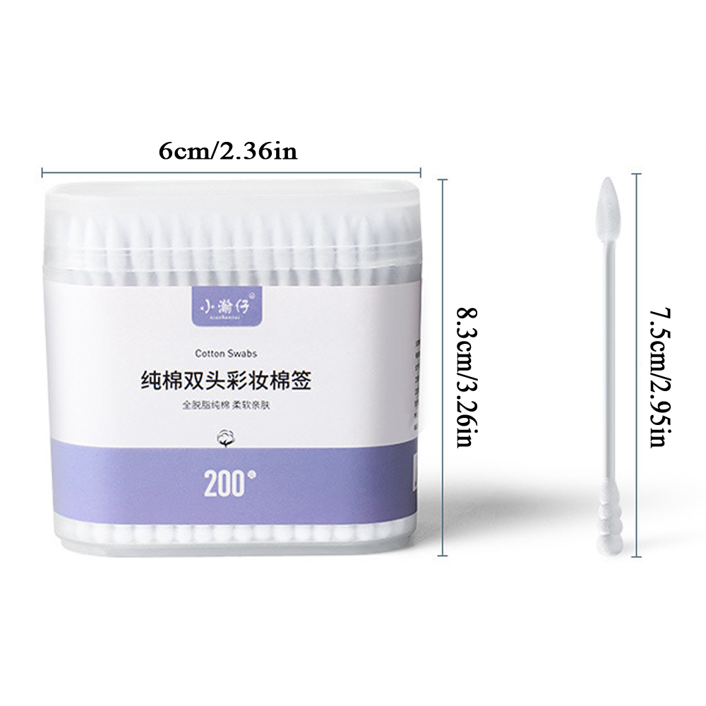 Bastoncillos de algodón estériles de doble cabeza, palitos de maquillaje, cuchara de cera para los oídos, herramientas cosméticas de limpieza, 200 unids/lote por caja