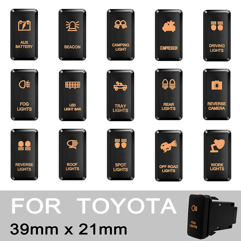 Orange Bernstein Led Push Button Schalter Nebel Lichter Rast Schalter Für Toyota Tacoma FJ Cruiser Toyota Landcruiser Prado 3Amp 12V