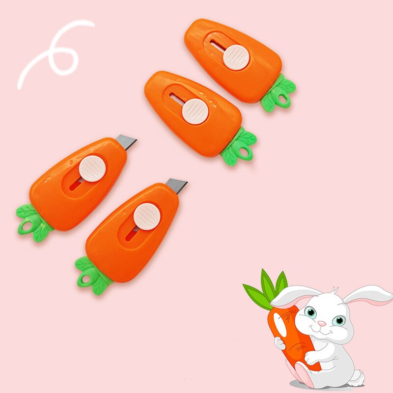 3 Stück niedlicher Mini-Cartoon Karotte Utility Box Cutter Brieföffner Kunst Papier Cutter Kawaii Schreibwaren Messer