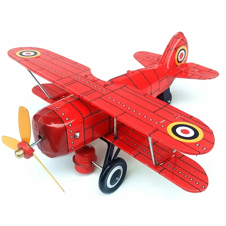 大人の子供のおもちゃ,レトロな風のおもちゃ,金属製の缶,世界の戦争,プロペラ,機械式おもちゃ,時計,ギフト