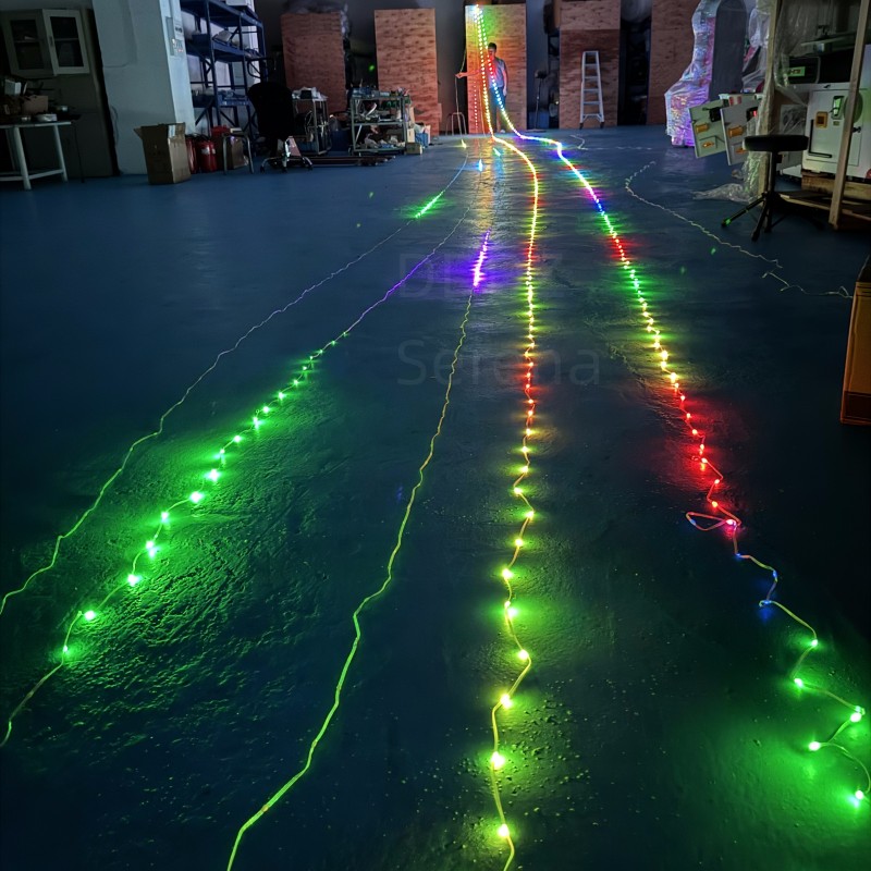 15M or 20M String lights for kite line decoration Big LED delta Inflatable kite with speed and color adjust with meteor flash