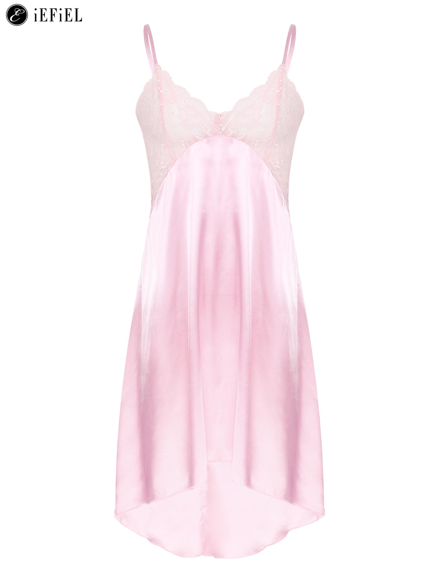 Sissy-Lingerie en Satin Soyeux pour Homme, Bretelles Spaghetti, Col en V, Robe de Nuit, Teddy, Chemise Crossdresser, Vêtements de Nuit, Pyjama