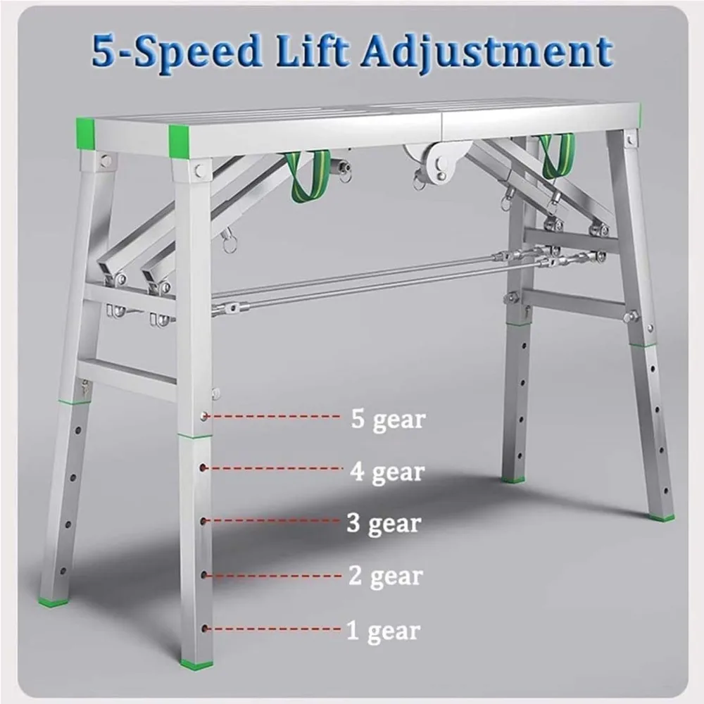 Portable Folding Work Platform, Adjustable Work Platform, Folding Steel Ladder, Folding Steel Scaffolding Ladder
