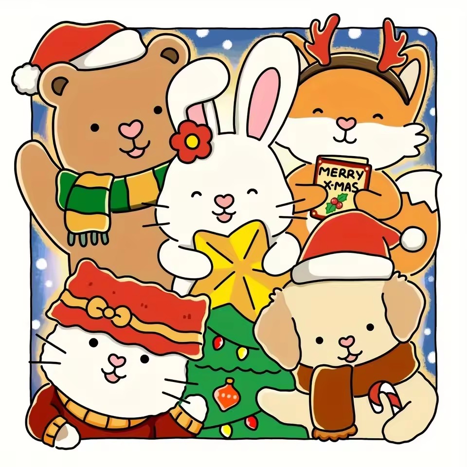 Christmas Coloring Book for Adults Teens - Hygge Winter Scenes Cute Animals Gift Art Therapy