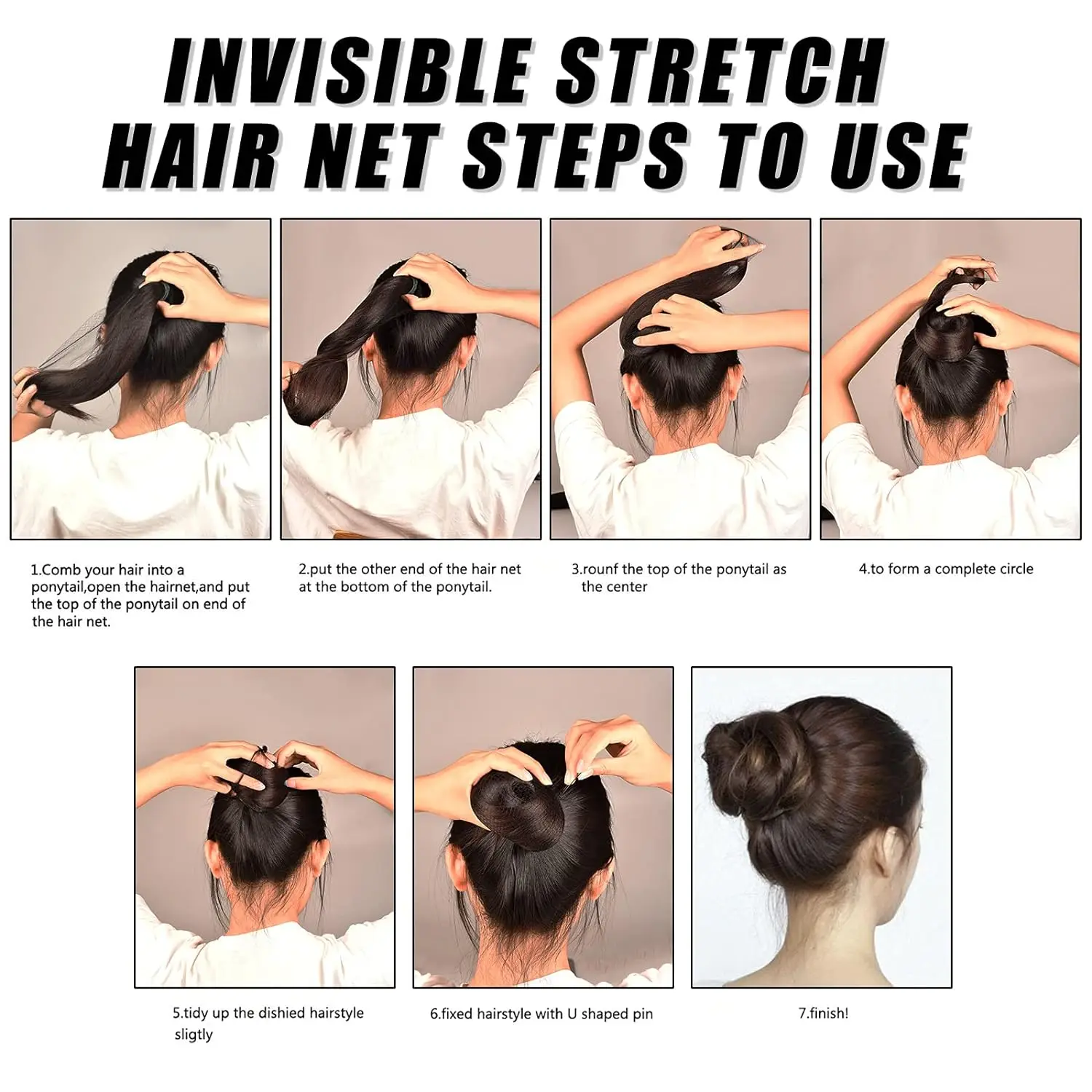 Rede de cabelo 50 peças, 24 polegadas redes de cabelo elasticidade malha elástica invisível para serviço de alimentação, coque de balé, dormir, mulheres e peruca