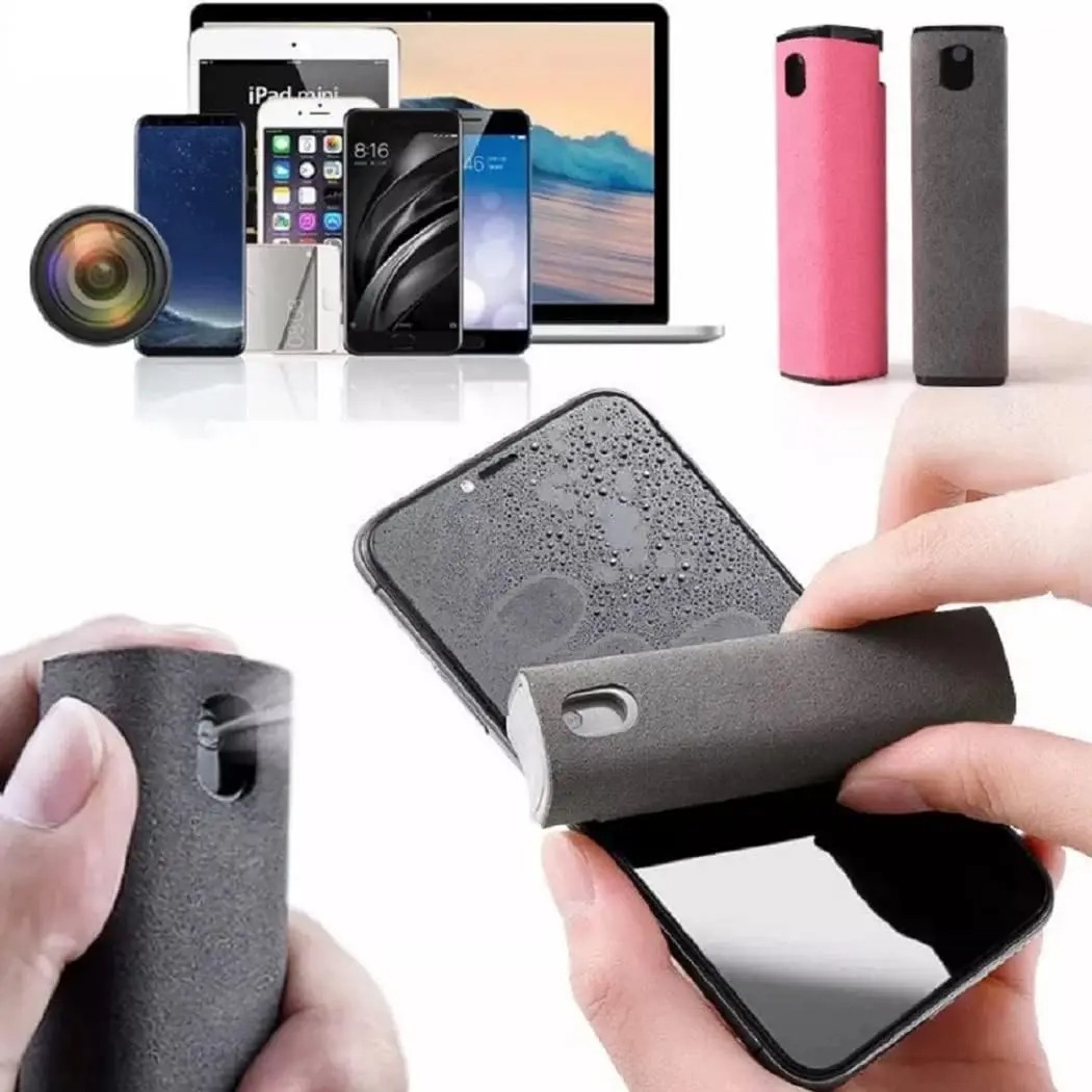 Limpiador de pantalla de teléfono 2 en 1, pulverizador portátil para tableta, limpiador de pantalla táctil, juego de paño de microfibra, Mini artefacto de limpieza de vidrio