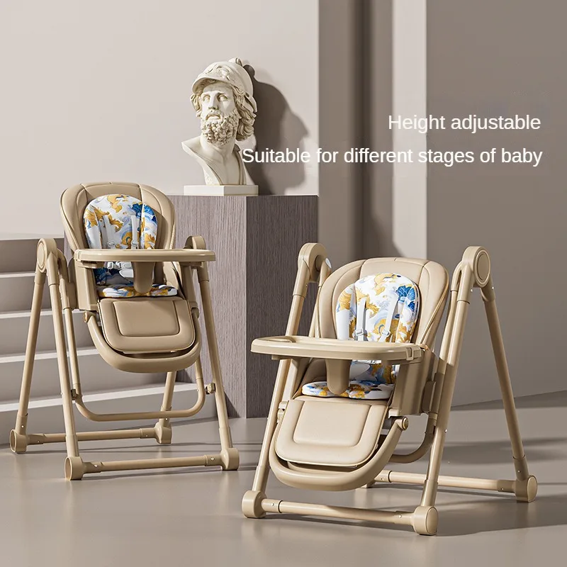 Cadeira de balanço multifuncional do bebê, deitada e dobrável, mesa de jantar infantil e cadeira, altura ajustável