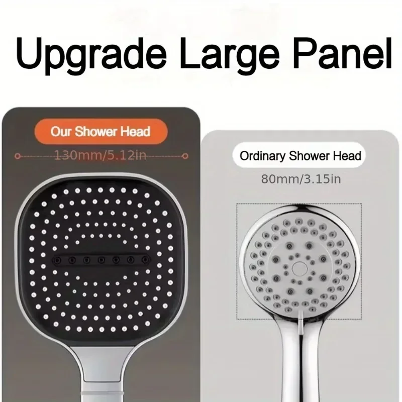 Soffione doccia a pannello grande Soffione doccia con massaggio ad acqua ad alta pressione regolabile in 3 modalità Accessori per il bagno a risparmio idrico