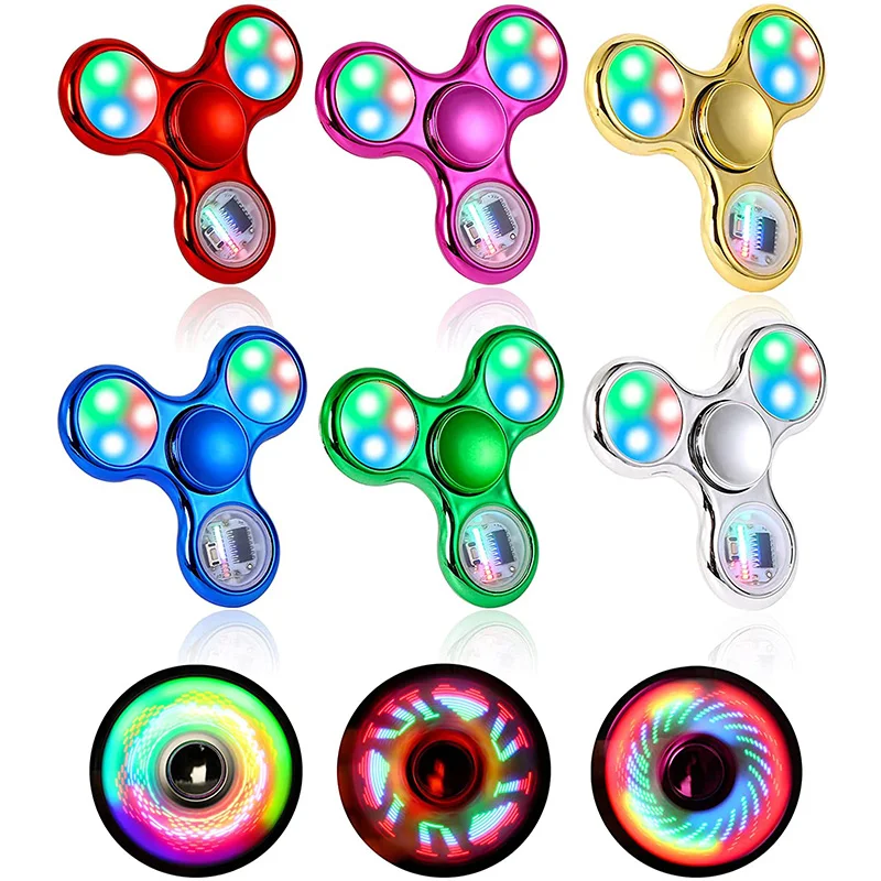 Lumière LED lumineuse créative Fidget Spinner main haut Spinners lueur dans la nuit lumière EDC Figet Spiner doigt soulagement du Stress jouets