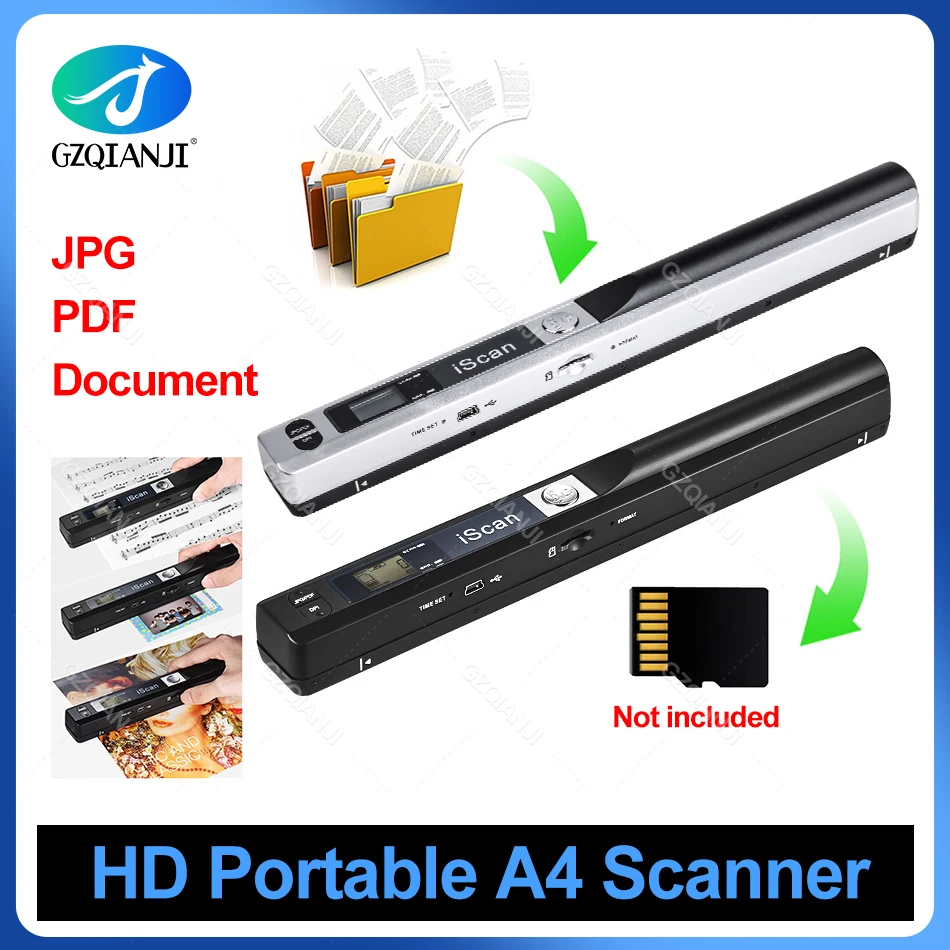 900DPI iScan01 Tragbarer A4-Dokumentenleser-Scanner für Vertragsbücher, Büro, Unternehmen, tragbare mobile Scanner, JPG, PDF-Format