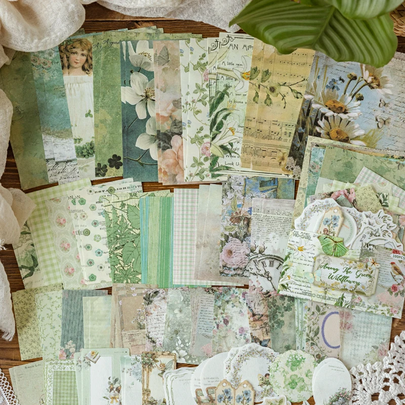 Mr Paper 400pcs Garden Post Office Collection Light Paper Material Pack DIY Handbook Collage Journal Notebook Scrapbook Envelope