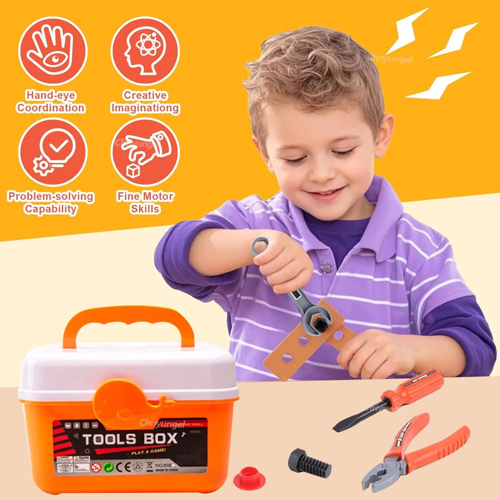 Kit di strumenti per bambini 38/41/42 pezzi Kit di strumenti per la costruzione di riparazione di giochi di ruolo Giocattoli educativi per l'apprendimento per i più piccoli Regalo delle ragazze dei ragazzi