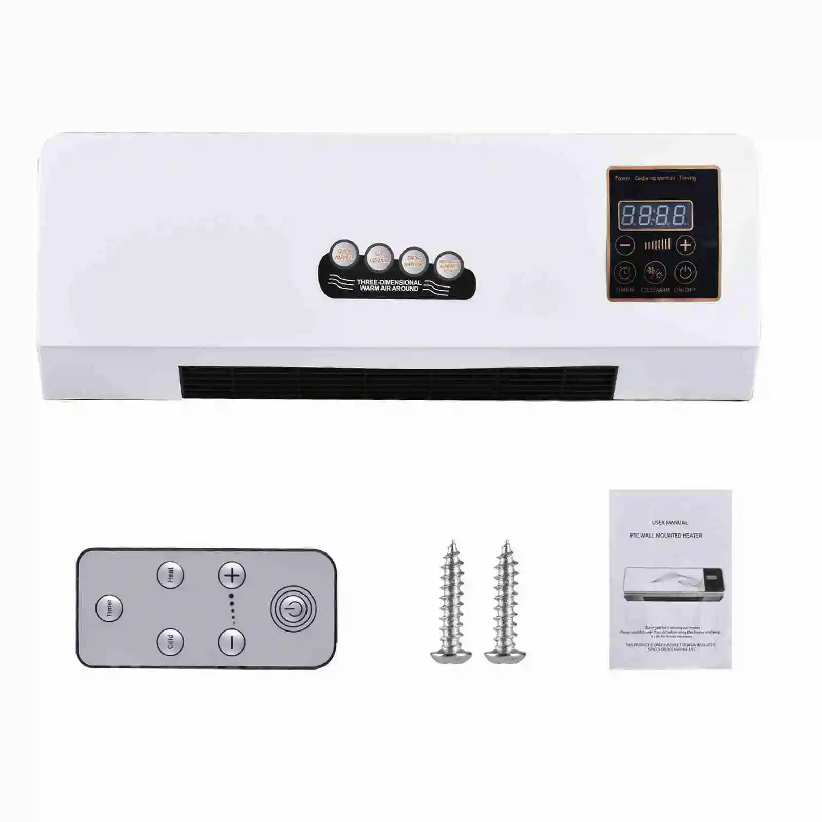 Heater with Fan Heater Fan 2 in 1 Heating Nature Wind Timing Digital Display Wall Mounted Space Heater for Home  Dormitory