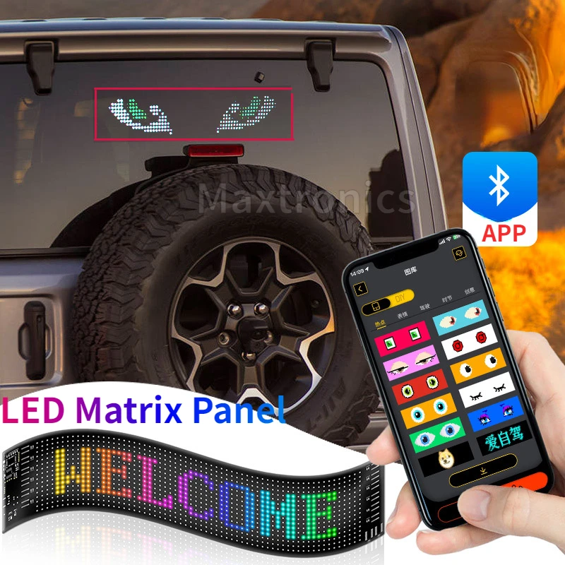 Auto LED Matrix Pixel Panel mit Fernbedienung Bluetooth APP Steuerung DIY Graffiti Scrollen Text für Board Windschutzscheibe Werbung Bildschirm