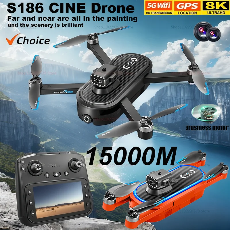 S186 drone 8k 5g gps câmera dobrável rc quadcopter com câmeras duplas hd motor sem escova para fotografia aérea meninos brinquedos presentes