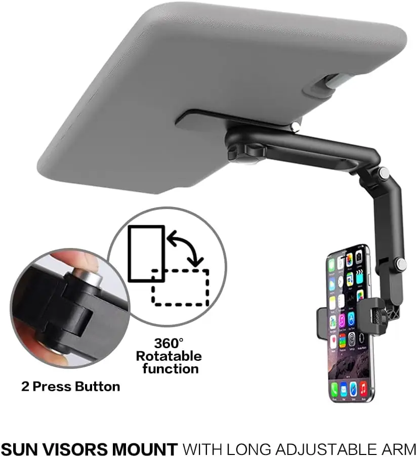 Zonneklep telefoonhouder voor auto multifunctioneel 360° °   Roterende zonneklep mobiele telefoonhouder met iPhone/Samsung/Android