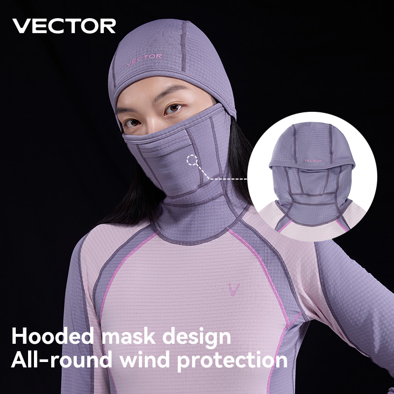 Vector novo estilo com capuz camada média velo roupa interior térmica com capuz máscara dupla placa de esqui masculino e feminino ultra macio inverno rápido
