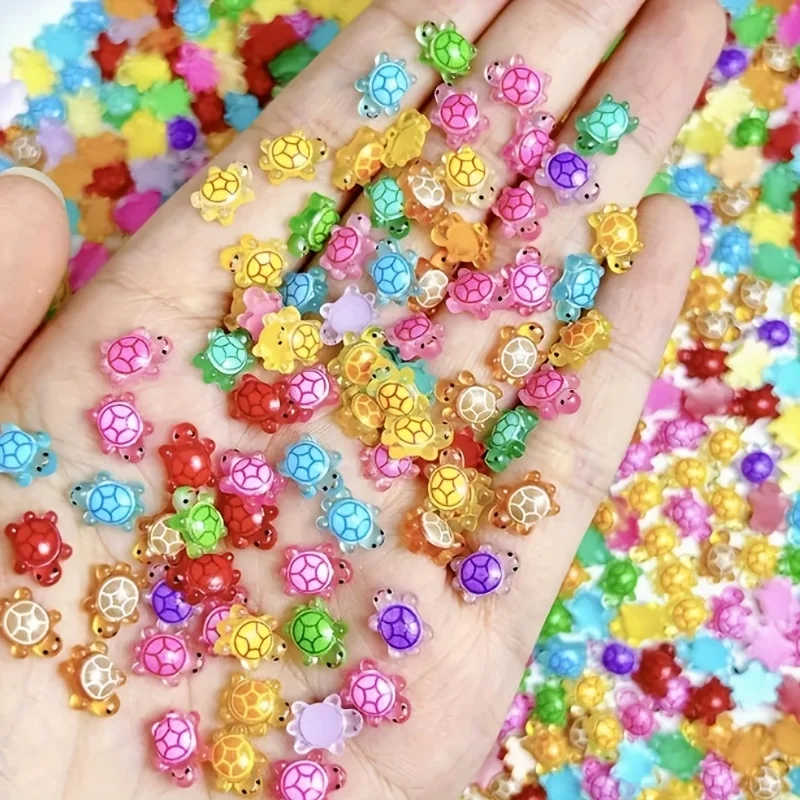 50/100Pcs Mini Luminous Turtle Eight Color Decorative Bead Decoration DIY Accessories Resin Accessories Handmade DIY Decoration
