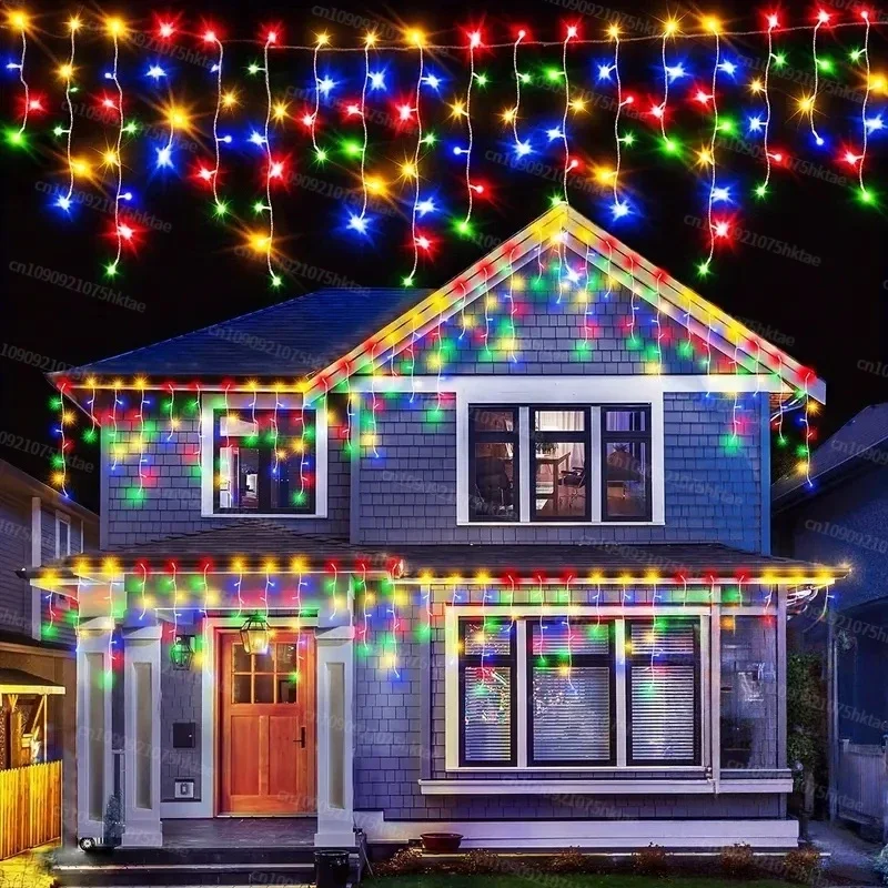 LED Vorhang Eiszapfen String Fairy Lichter Girlande Fernbedienung Outdoor Für Weihnachten Neujahr Geburtstag Hochzeit Straße Halloween Dekor