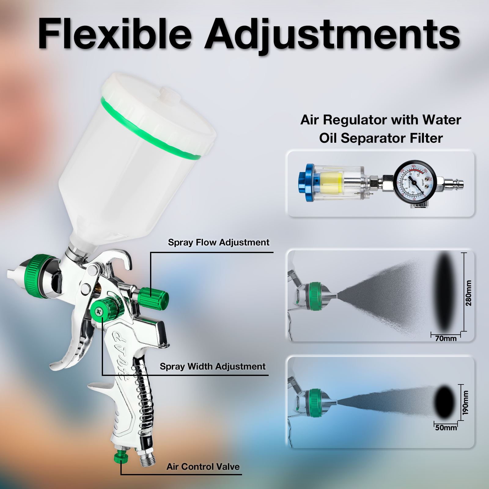 1.4/1.7/2.0/2.5mm HVLP Professional  Spray Gun Nozzle Gravity Airbrush For Car Painting Home Portable Pneumatic Tools