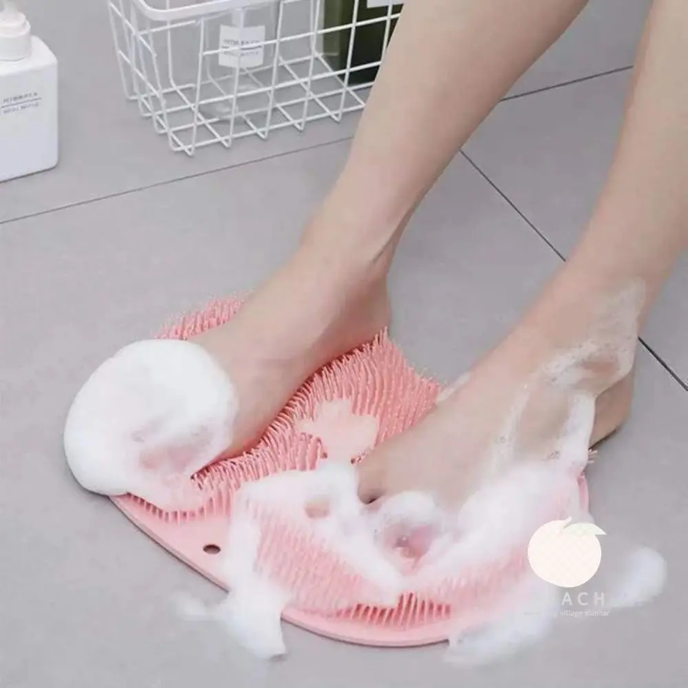 "Esfoliante Doccia Massaggio Raschietto Bagno Tappetino da bagno antiscivolo Spazzola per massaggio alla schiena Lavaggio dei piedi in silicone Pulizia del corpo Strumento da bagno