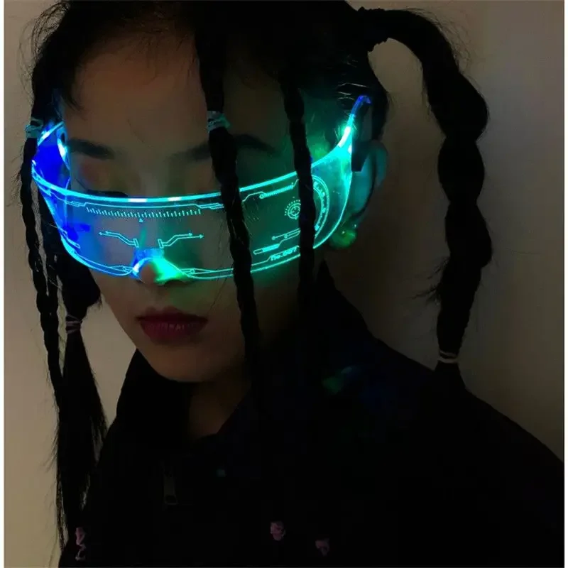 LED 발광 선글라스, 빈티지 펑크 고글, 남성 여성 패션 파티, 크리스마스, 다채로운 라이트 업 안경 쉐이드, UV400