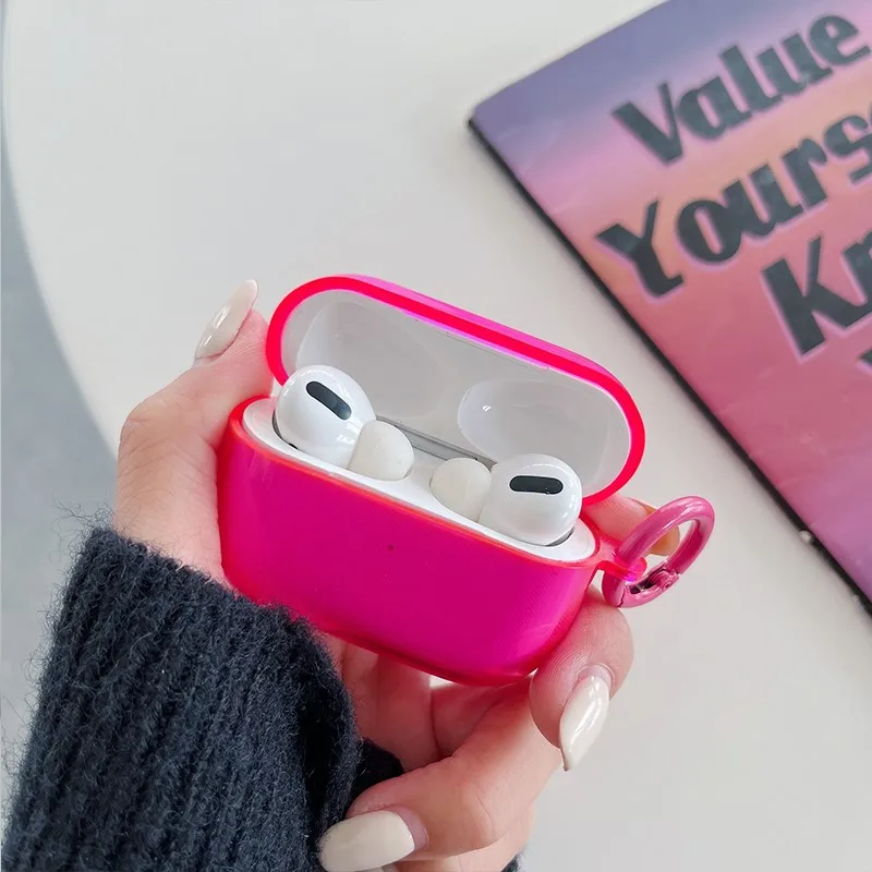 Funda fluorescente para auriculares de Color caramelo para Apple AirPods Pro 3 Air Pods 4 2 1 funda protectora transparente de TPU suave y transparente