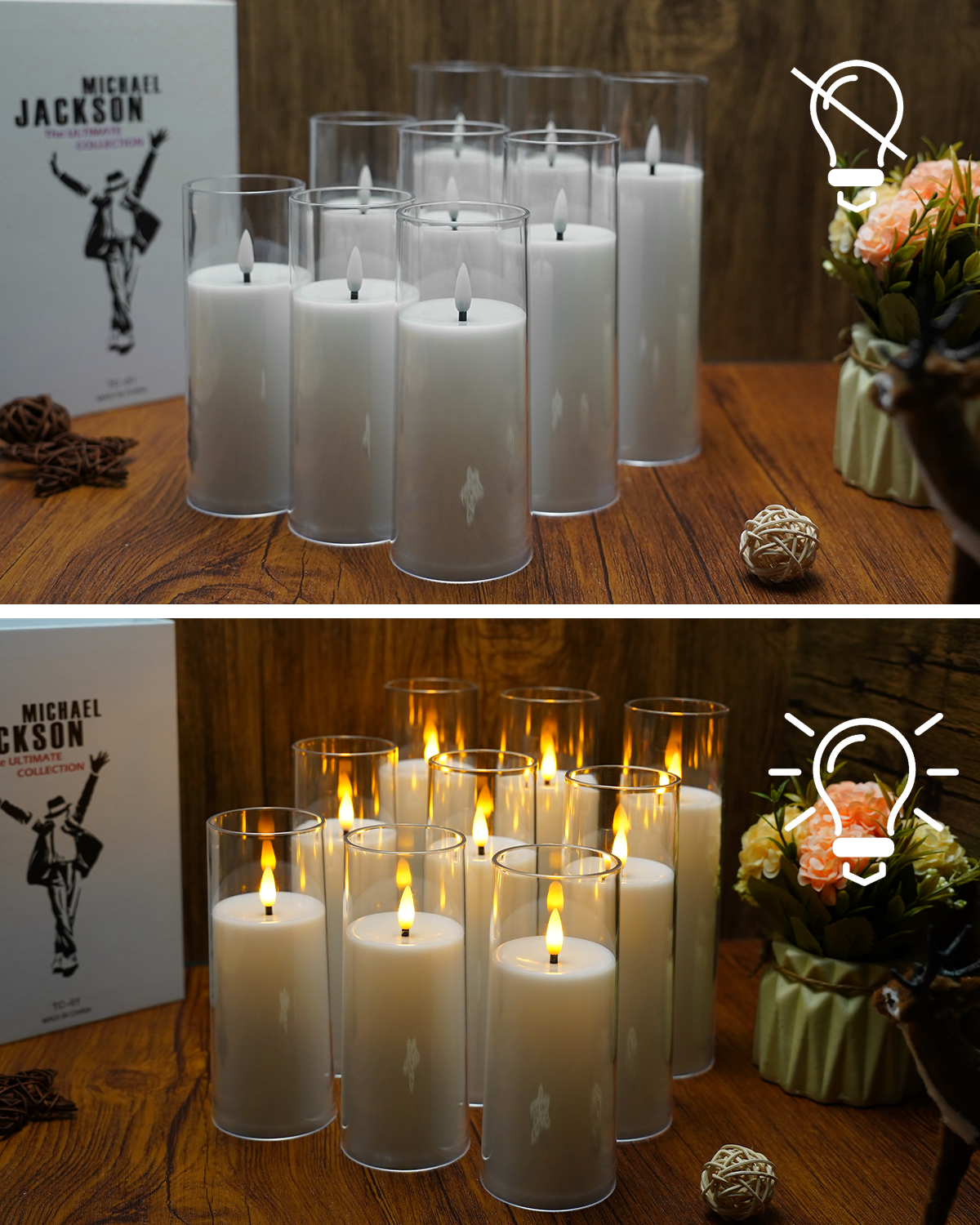 Velas LED sin llama, simulación de luz acrílica, lámpara de vela romántica para boda con Control remoto, decoración del hogar para fiesta y Navidad, 9 Uds.