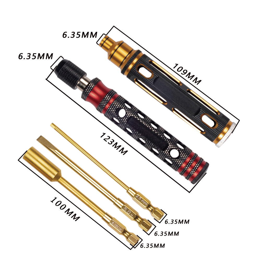 4 in 1 ไขควงหกเหลี่ยม 1.5 2.0 2.5 3.0 มม.6.35 มม.เปลี่ยน Allen Key Hex สกรูประแจเครื่องมือสําหรับ 1/8 1/10 RC รถ SCX10 TRX4