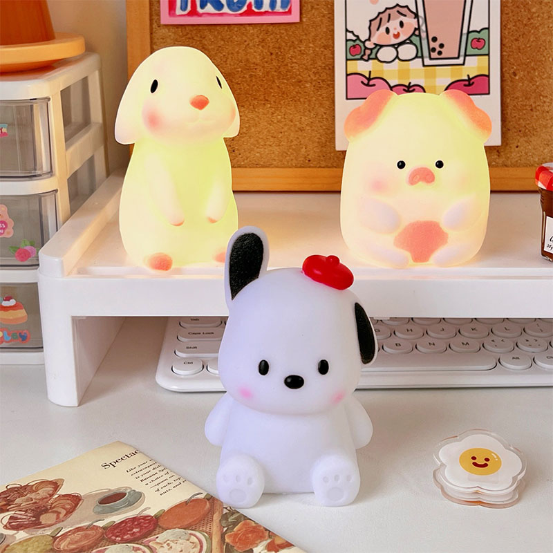 Silica Gel Night Light Bedroom Decor Lights Button Battery Powered Moonlight Cartoon Animal Lamps Children Gift Decorative Lamp