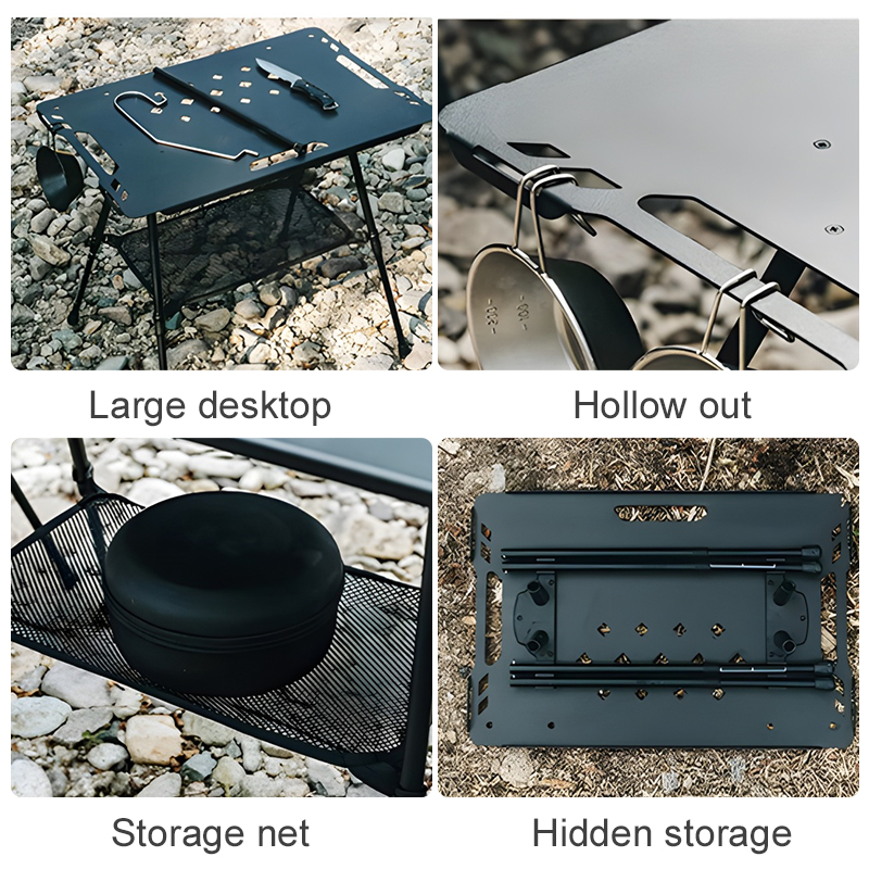 Mesa táctica IGT para exteriores WESTTUNE, mesa de Picnic para acampar plegable multifuncional ligera de aleación de aluminio con patas ajustables