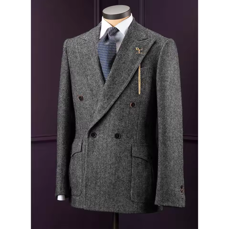 Men's Casual Blazer Herringbone Slim Fit Single Breasted Stylish Comfortable Jacket Men's Coat Double Breasted Blazer Men's Suit
