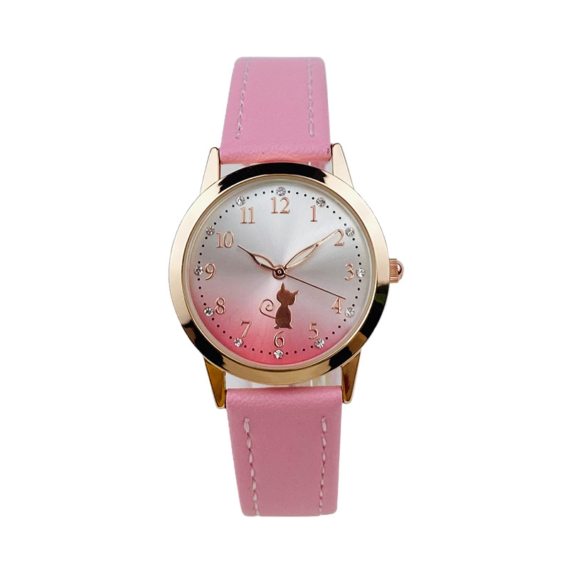 UTHAI Kinder Uhr Mädchen Nette Katze Wasserdichte Frauen Uhren Uhr Koreanische Version Mittelschule Weibliche Student Quarz Armbanduhr